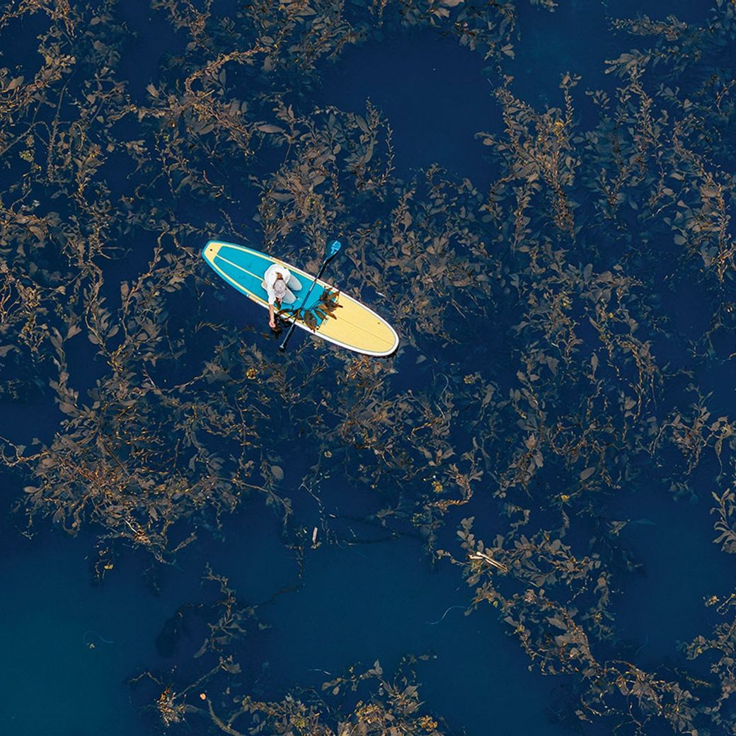 Aerial paddleboarding view