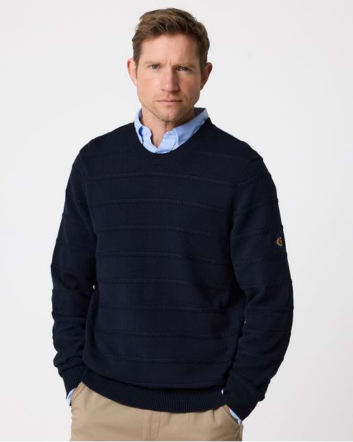 Kimmeridge Stripe Crew - Dark Navy