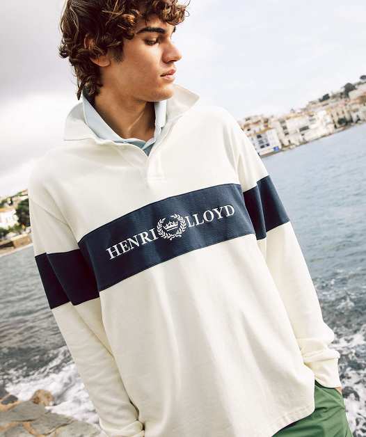 Model wearing Voyager Rugby Shirt - Off White