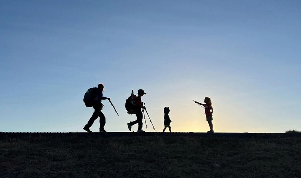 hiking a family